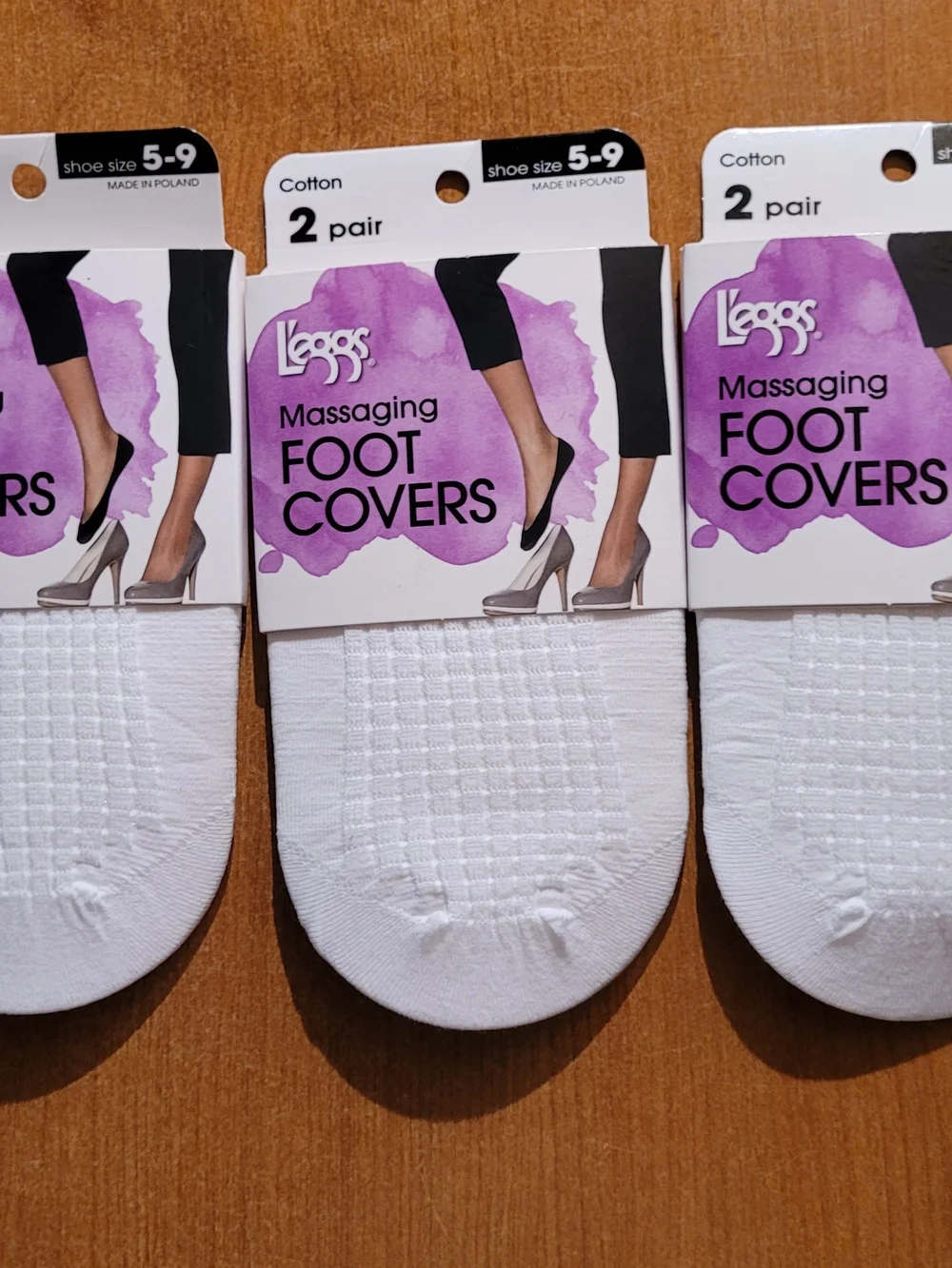 6 Pairs Leggs White Cushioned No-Show Foot Covers Womens Size 5-9 NWT